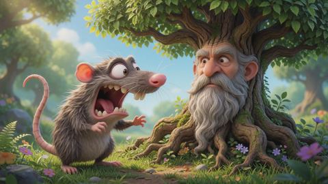 a very very very very silly shrew having a funny face challenge with a deep rooted lawyer with branches and leaves