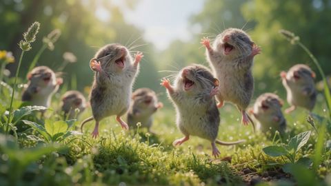 shrews jumping for joy